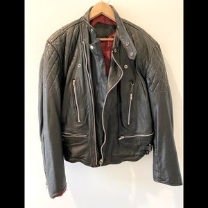 Vintage Leather Motto distressed jacket